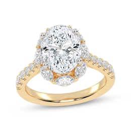 Now + Forever Lab-Grown Diamonds Oval-Cut Halo Engagement Ring 2-3/4 ct tw 14K Yellow Gold