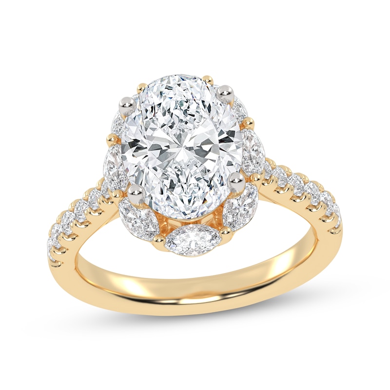 Main Image 1 of Now + Forever Lab-Grown Diamonds Oval-Cut Halo Engagement Ring 2-3/4 ct tw 14K Yellow Gold