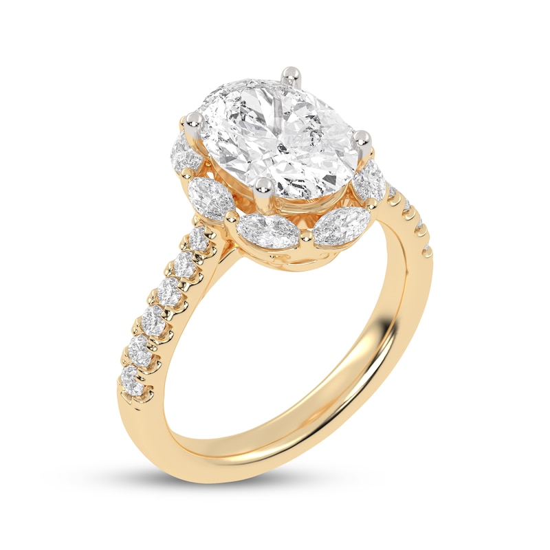 Main Image 2 of Now + Forever Lab-Grown Diamonds Oval-Cut Halo Engagement Ring 2-3/4 ct tw 14K Yellow Gold