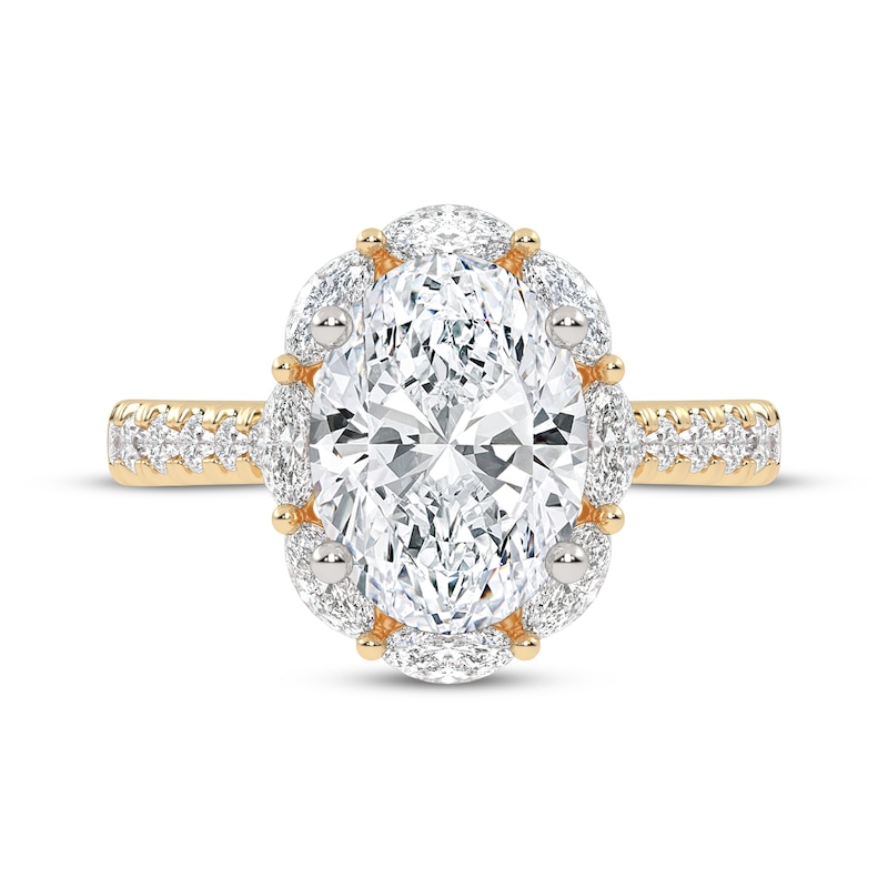 Main Image 3 of Now + Forever Lab-Grown Diamonds Oval-Cut Halo Engagement Ring 2-3/4 ct tw 14K Yellow Gold
