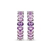 Thumbnail Image 2 of Oval-Cut Amethyst Hoop Earrings Sterling Silver