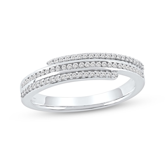 Diamond Three-Row Spiral Ring 1/4 ct tw 10K White Gold