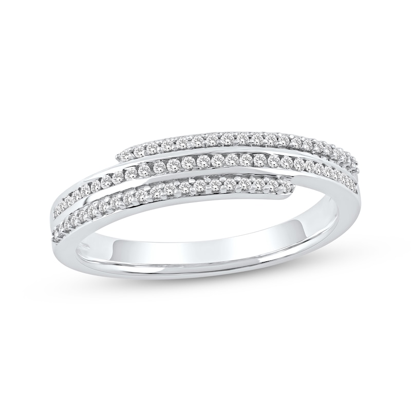 Main Image 1 of Diamond Three-Row Spiral Ring 1/4 ct tw 10K White Gold