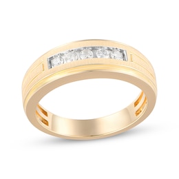 Now + Forever Men's Diamond Five-Stone Wedding Band 1/4 ct tw 10K Yellow Gold