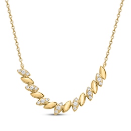 Diamond Marquise Link Smile Necklace 1/5 ct tw 10K Yellow Gold