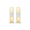 Thumbnail Image 2 of Multi-Diamond Pear Center Hoop Earrings 1/10 ct tw 10K Yellow Gold