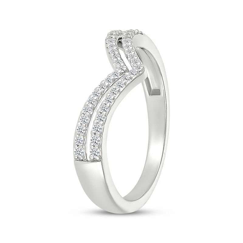Main Image 2 of Diamond Faux Stack Chevron Ring 1/6 ct tw 10K White Gold