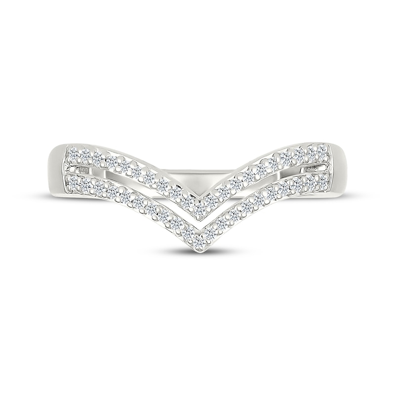 Main Image 4 of Diamond Faux Stack Chevron Ring 1/6 ct tw 10K White Gold