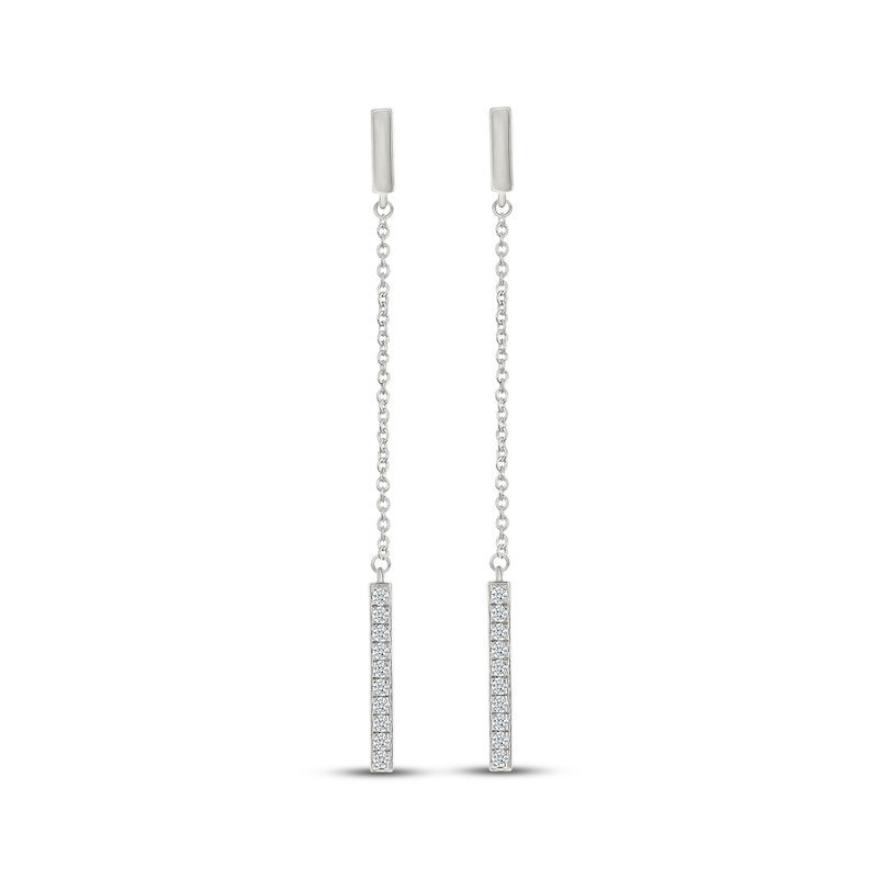 Main Image 2 of Diamond Bar Chain Drop Earrings 1/6 ct tw 10K White Gold