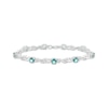 Thumbnail Image 1 of Oceanic Blue Topaz & White Lab-Created Sapphire Link Bracelet Sterling Silver 7.25&quot;