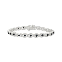 Black & White Diamond Link Bracelet 1 ct tw Sterling Silver 7"