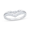Thumbnail Image 1 of Now + Forever Baguette & Round-Cut Diamond Chevron Split Shank Wedding Ring 1/3 ct tw 14K White Gold