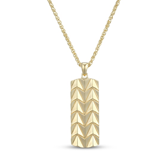 Patterned Vertical Bar Necklace 18K Yellow Gold-Plated Sterling Silver 22"