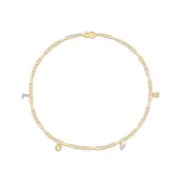 Sneaker Bling Diamond Accent "Love" Heel Chain 14K Yellow Gold-Plated Sterling Silver