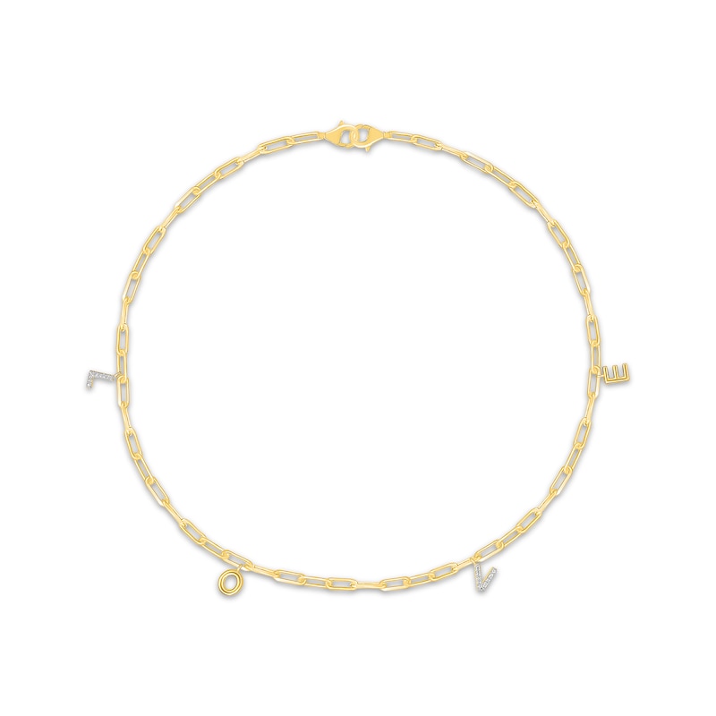 Main Image 1 of Sneaker Bling Diamond Accent &quot;Love&quot; Heel Chain 14K Yellow Gold-Plated Sterling Silver