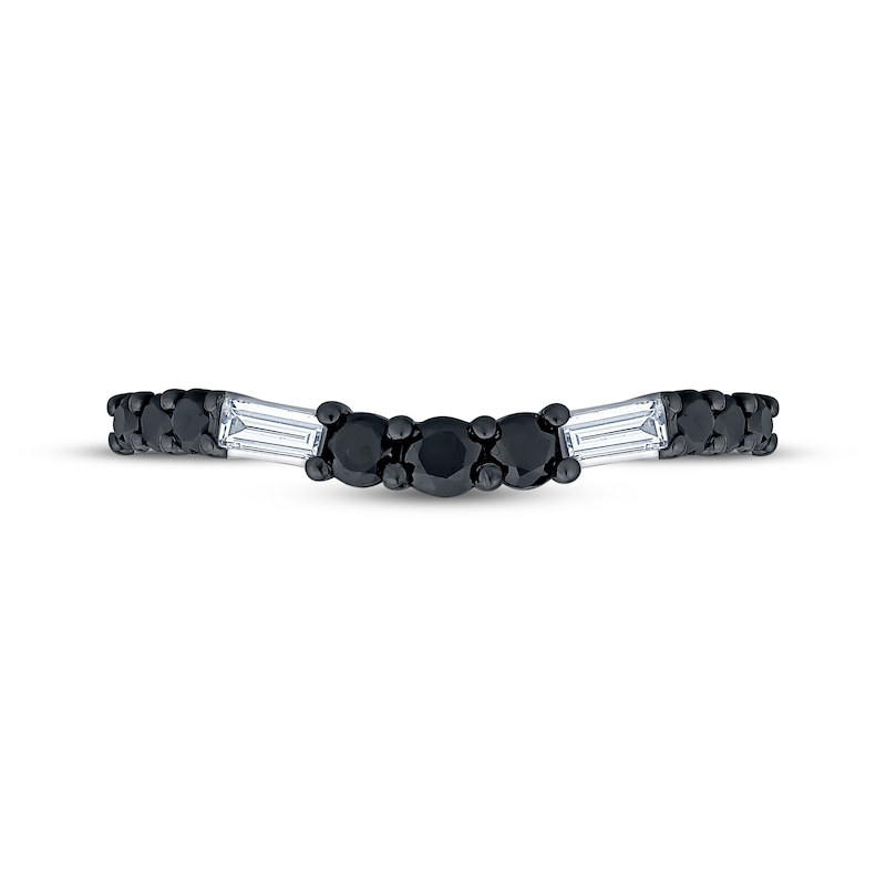 Main Image 3 of Now + Forever Baguette-Cut White Diamond & Round-Cut Black Diamond Contour Anniversary Ring 1/2 ct tw 14K White Gold