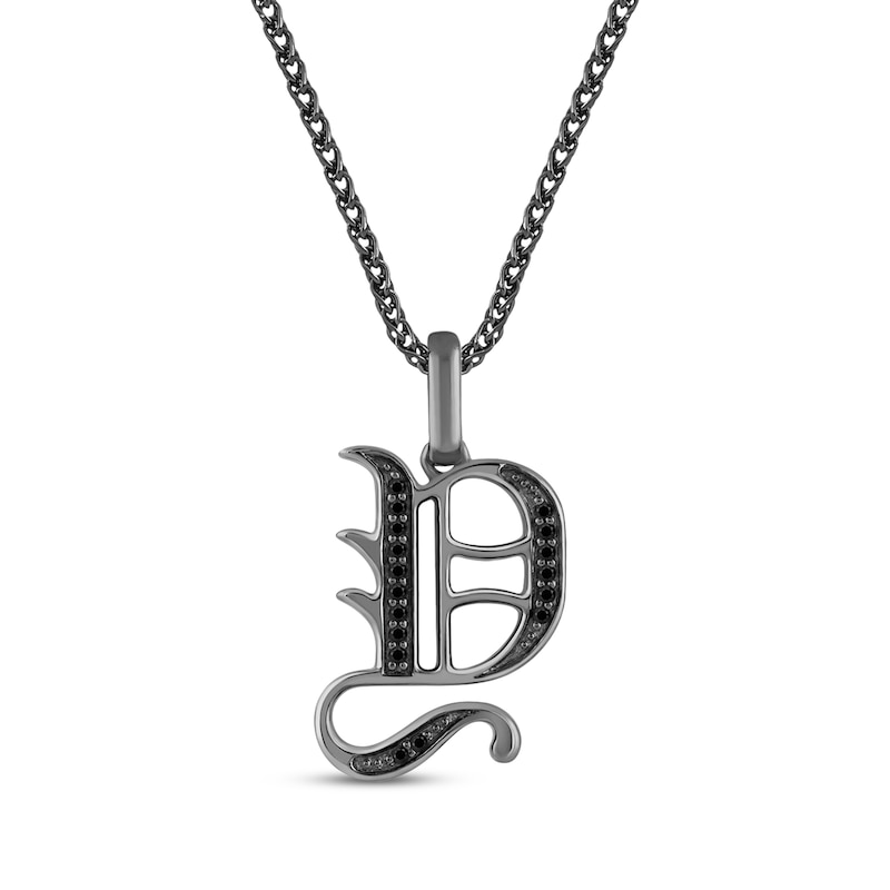 Main Image 1 of Ink & Ice Men's Black Diamond Initial &quot;Y&quot; Necklace 1/8 ct tw Black Rhodium-Plated Sterling Silver 22&quot;