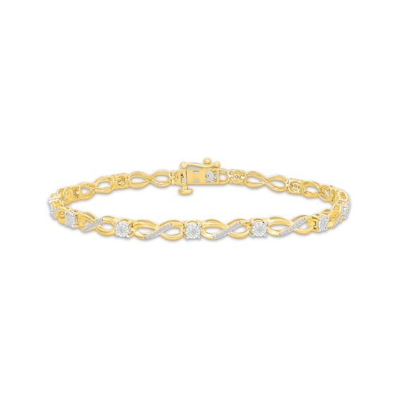 Diamond Infinity Link Bracelet 1/4 ct tw 10K Yellow Gold 7"