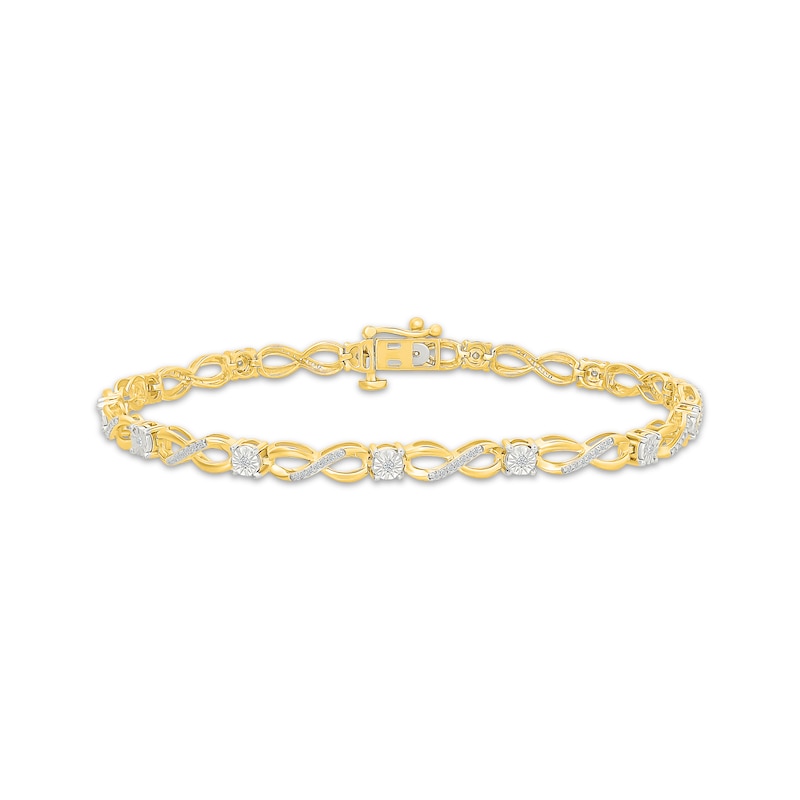 Main Image 1 of Diamond Infinity Link Bracelet 1/4 ct tw 10K Yellow Gold 7&quot;