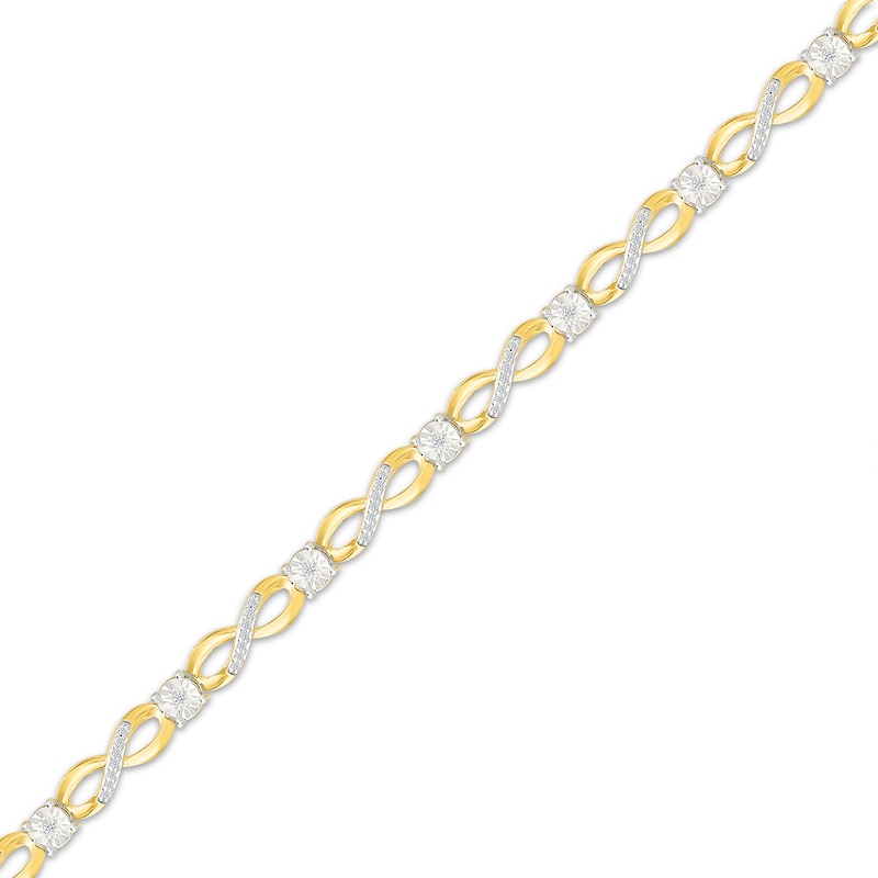 Main Image 2 of Diamond Infinity Link Bracelet 1/4 ct tw 10K Yellow Gold 7&quot;