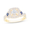 Thumbnail Image 1 of Now + Forever Round-Cut Diamond & Natural Blue Sapphire Engagement Ring 1 ct tw 14K Yellow Gold