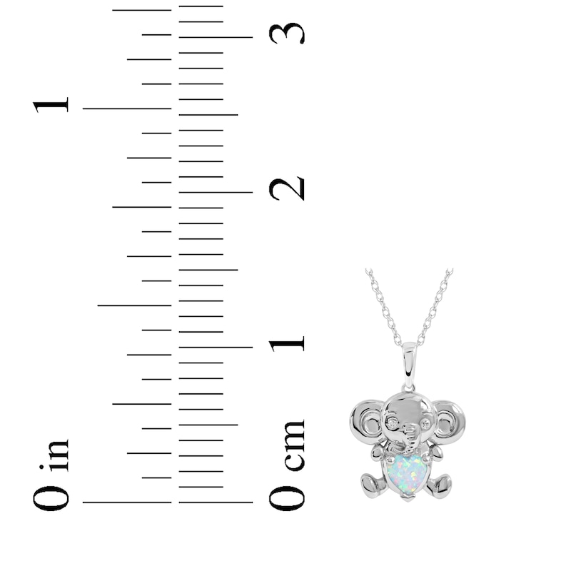 Main Image 5 of Heart-Shaped Lab-Created Opal & White Lab-Created Sapphire Elephant Necklace Sterling Silver 18&quot;