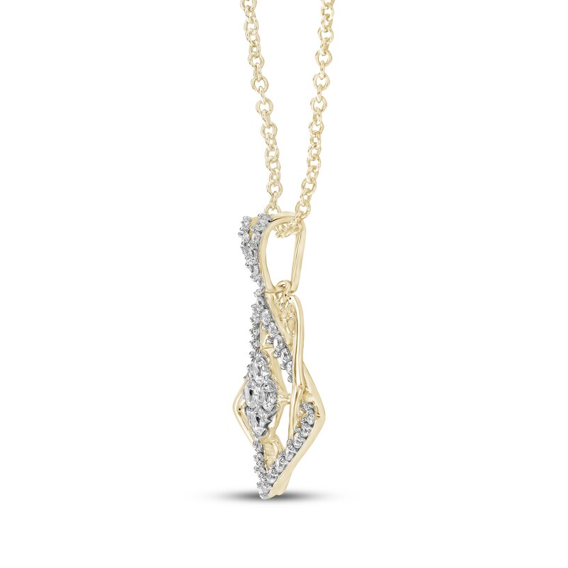 Main Image 2 of Diamond Overlapping Squares Necklace 1/3 ct tw 10K Yellow Gold 18&quot;