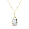 Thumbnail Image 1 of Oval-Cut Lab-Created Opal & Diamond Twist Necklace 1/15 ct tw 10K Yellow Gold 18&quot;