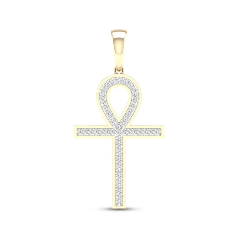 Main Image 1 of Men's Diamond Ankh Charm 1/2 ct tw 10K Yellow Gold
