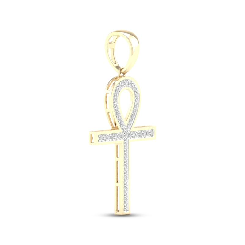 Main Image 2 of Men's Diamond Ankh Charm 1/2 ct tw 10K Yellow Gold