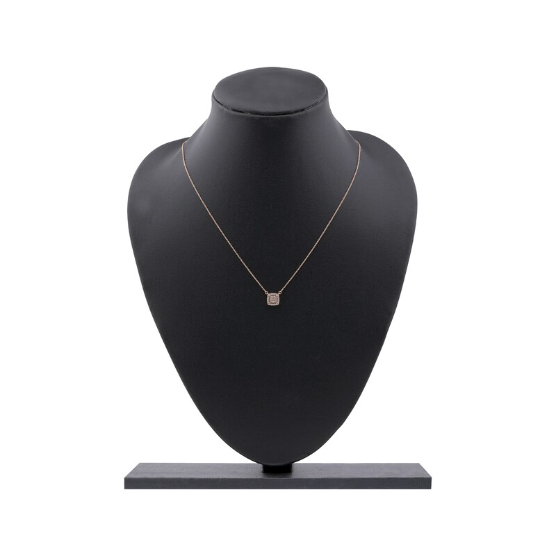 Main Image 6 of Multi-Diamond Cushion Halo Necklace 1/6 ct tw 10K Rose Gold 18&quot;