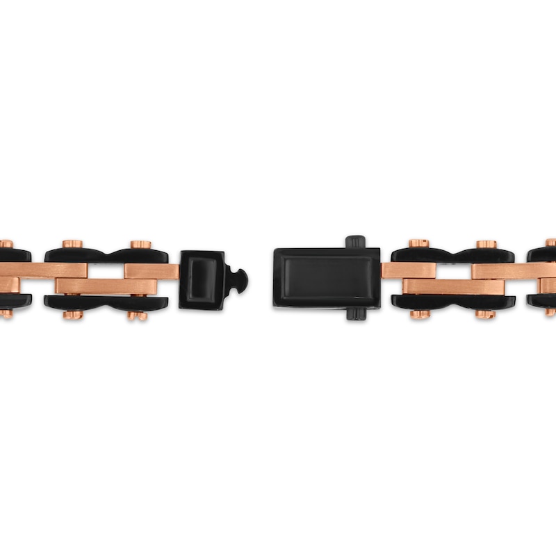 Main Image 3 of Men's Link Bracelet Black & Rose Ion-Plated Stainless Steel 8.5"