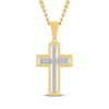 Thumbnail Image 1 of Men's Diamond Cross Necklace 1/10 ct tw Stainless Steel & Yellow Ion Plating 24"