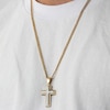 Thumbnail Image 4 of Men's Diamond Cross Necklace 1/10 ct tw Stainless Steel & Yellow Ion Plating 24"