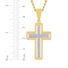 Thumbnail Image 5 of Men's Diamond Cross Necklace 1/10 ct tw Stainless Steel & Yellow Ion Plating 24"