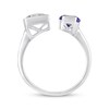 Thumbnail Image 3 of Octagon-Cut Blue Lab-Created Sapphire & Baguette-Cut White Lab-Created Sapphire Deconstructed Ring Sterling Silver