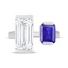 Thumbnail Image 4 of Octagon-Cut Blue Lab-Created Sapphire & Baguette-Cut White Lab-Created Sapphire Deconstructed Ring Sterling Silver