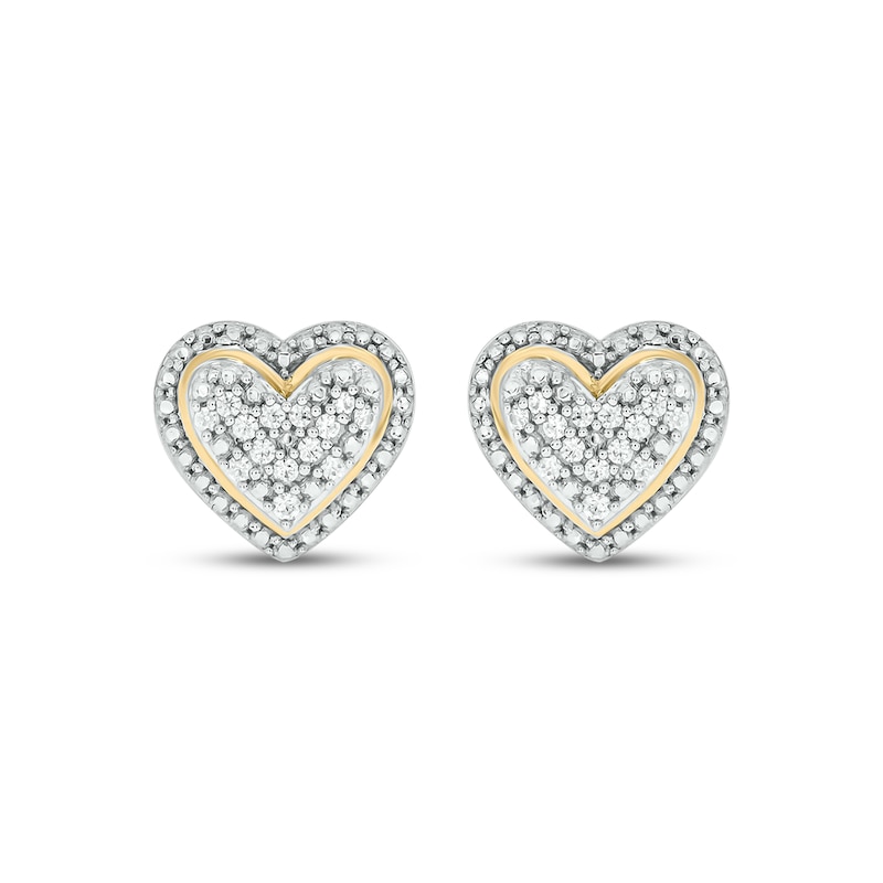 Main Image 2 of Multi-Diamond Heart-Shaped Mini Stud Earrings 1/10 ct tw 10K Yellow Gold