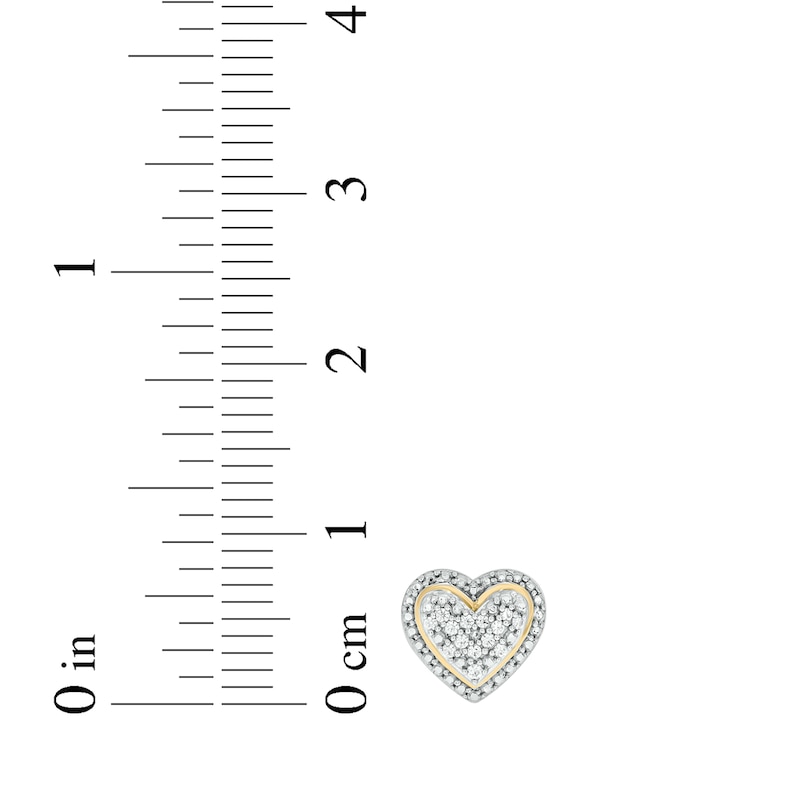 Main Image 3 of Multi-Diamond Heart-Shaped Mini Stud Earrings 1/10 ct tw 10K Yellow Gold