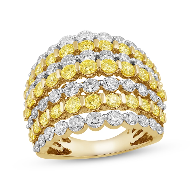 Main Image 1 of KAY Lab-Grown Diamonds Yellow & White Multi-Row Ring 4 ct tw 14K Yellow Gold