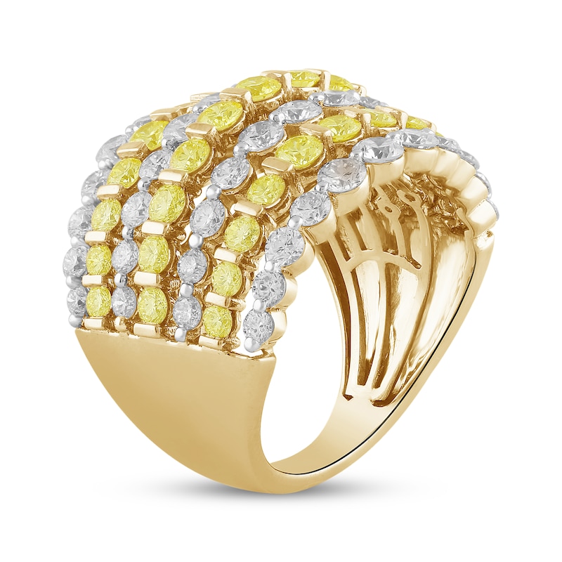 Main Image 2 of KAY Lab-Grown Diamonds Yellow & White Multi-Row Ring 4 ct tw 14K Yellow Gold