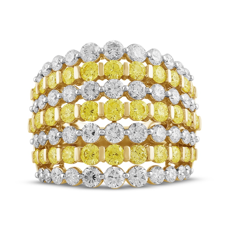 Main Image 3 of KAY Lab-Grown Diamonds Yellow & White Multi-Row Ring 4 ct tw 14K Yellow Gold