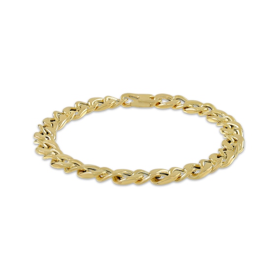 6mm Curb Chain Bracelet Hollow 10K Yellow Gold 8.5"