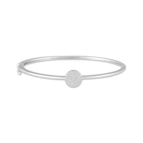 STUDIO BY KAY White Lab-Created Sapphire Pavé-Set Circle Bangle Bracelet Sterling Silver 7"