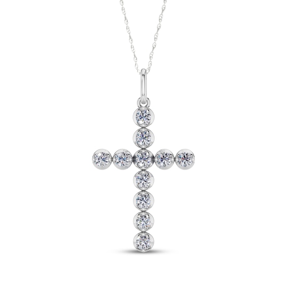Lab-Grown Diamond Cross Necklace 1/2 ct tw 10K White Gold 18"