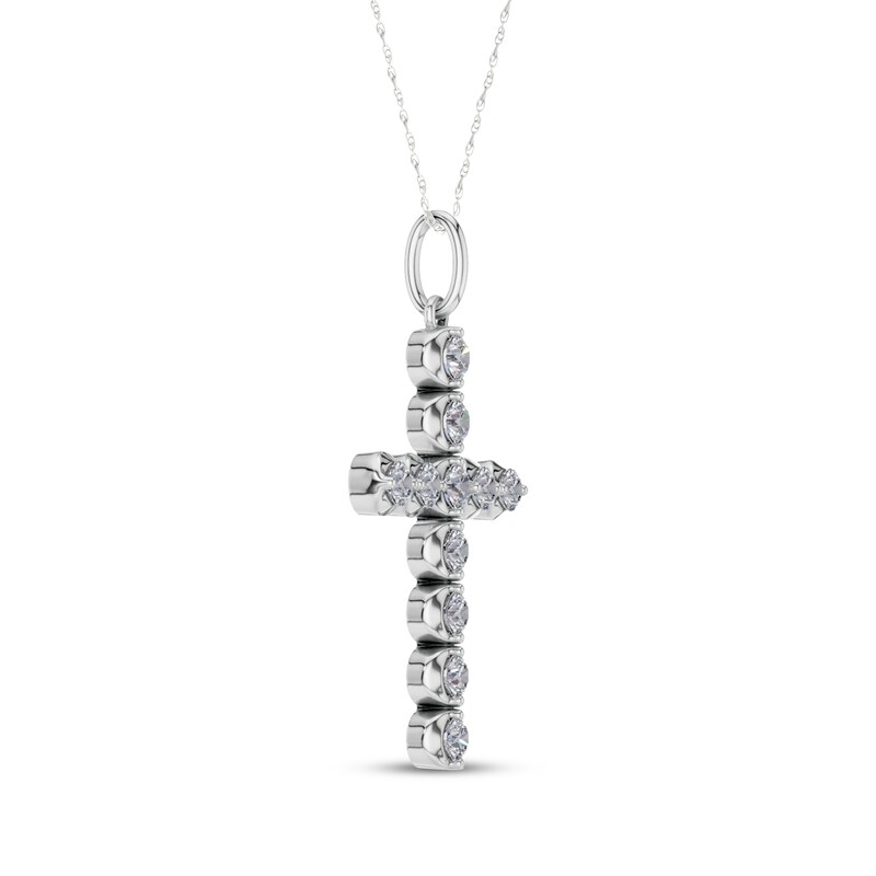 Main Image 2 of Lab-Grown Diamond Cross Necklace 1/2 ct tw 10K White Gold 18"