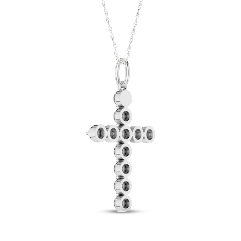 Main Image 3 of Lab-Grown Diamond Cross Necklace 1/2 ct tw 10K White Gold 18"
