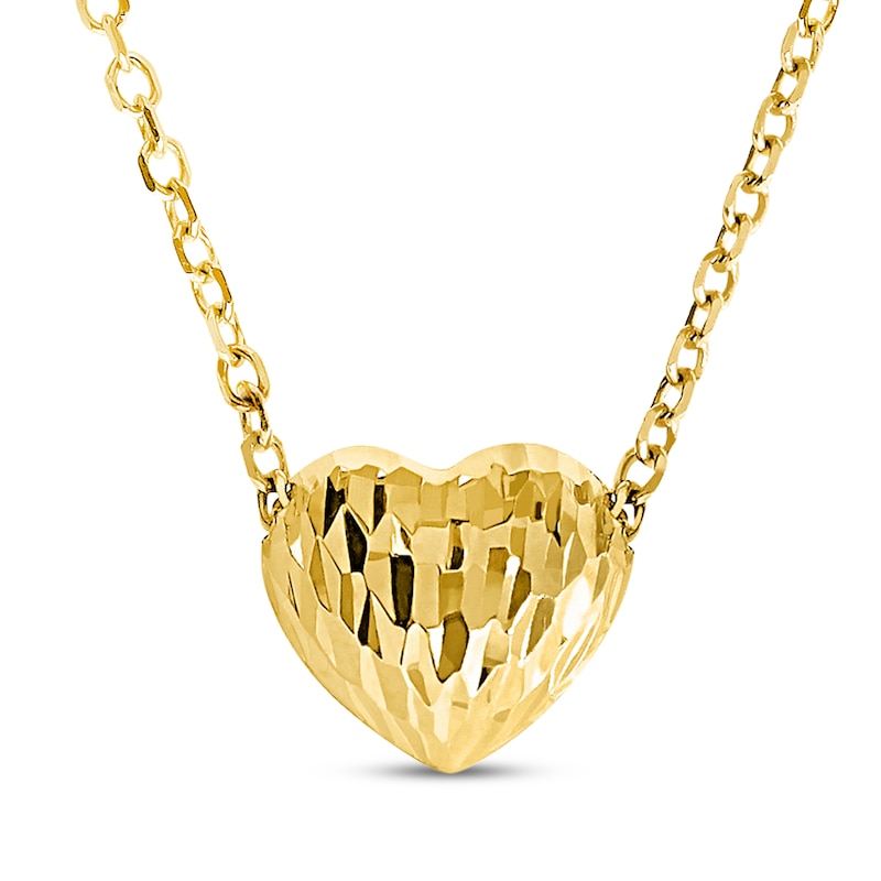 Main Image 1 of Diamond-Cut Heart Necklace 10K Yellow Gold 18"