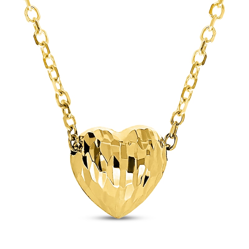 Main Image 2 of Diamond-Cut Heart Necklace 10K Yellow Gold 18"