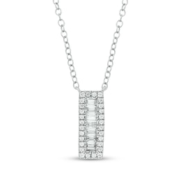 Baguette & Round-Cut Diamond Linear Necklace 1/4 ct tw 10K White Gold 18"